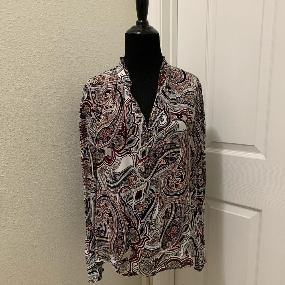 COPY - WHBM Paisley Long Sleeve Blouse sz 12